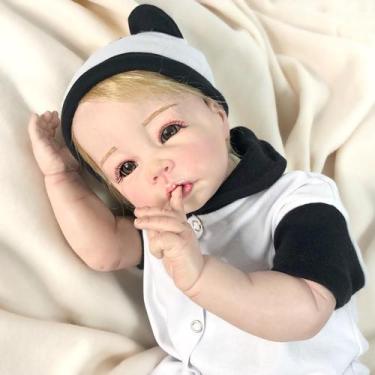 Imagem de Bebê Reborn Menino Tecido, Loiro, Pandinha - Mundo Azul E Rosa