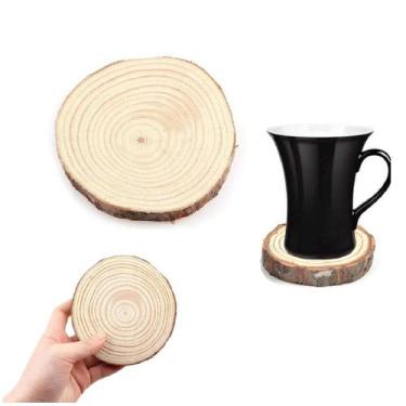 Imagem de Porta Copos Rústico Bolacha de Madeira Suporte Decoração - Floripa