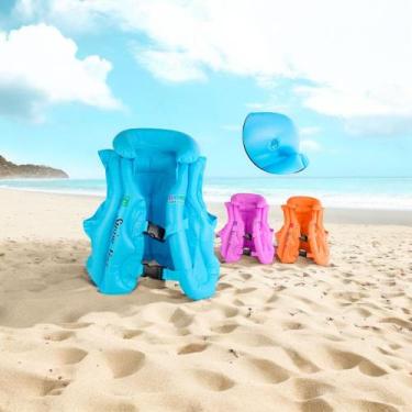 Imagem de Colete Inflável Infantil Bóia 40cm E Cinto Azul laranja rosa - ARK BRA