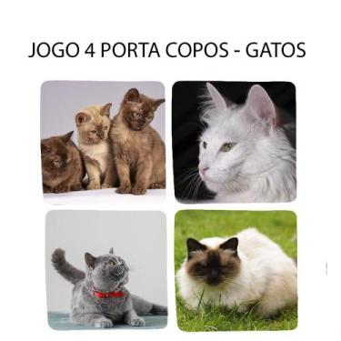Imagem de kIT 4 Bolacha para Chopp Coleção Linda com Gatos e Gatas Quadrado - De