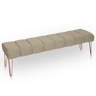 Imagem de Recamier Estofada Casal Queen Luxo Veludo - Bem Rylex, Bege Médio