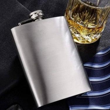 Imagem de Cantil Aço Inox Garrafa De Bolso Porta Bebidas Whisk Vodka Rum Cachaça