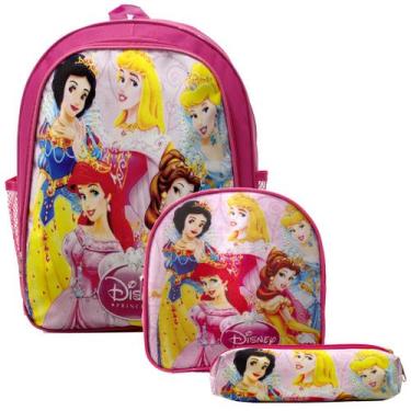 Imagem de Kit Mochila Feminina Creche Princesas Lancheira Estojo - TOYS 2U