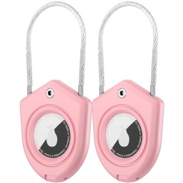 Imagem de TUXON Suporte para AirTag, pacote com 2 capas para AirTag com cabo de fio, chaveiro anti-arranhões para Apple Air Tags, acessórios para rastreador de itens GPS