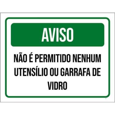 Imagem de Kit 3 Placas Aviso Permitido Nenhum Utensílio Garrafa Vidro