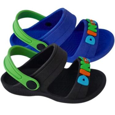 Imagem de Kit 2 Pares Papete Infantil Sandália Masculina Papete Chinelo Dinossau