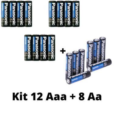 Imagem de Kit Pilhas Panasonic Aaa 12 Un + Aa 8 Un Comum Zinco Original