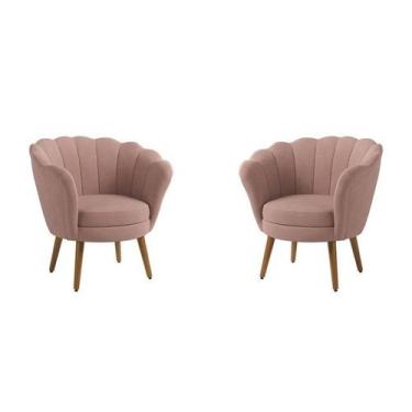 Imagem de Kit 2 Poltronas Pétala Veludo Rosa - Kimi Design