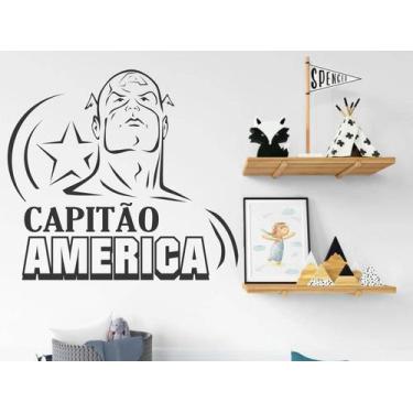 Imagem de adesivo de parede capitão américa decoração quarto sala - Senhorita De