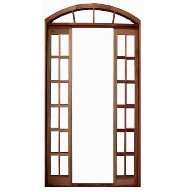 Imagem de Porta Balcão de Correr de Madeira Itaúba Quadriculada em Arco Esquadri