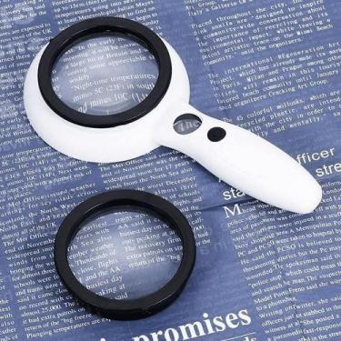 Imagem de Lupa De Mão 2 Lentes Aumento Zoom 2.5x 5x 12x Para Identificação e Lei