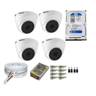 Imagem de Kit 4 Câmeras Segurança VHC 1120D Hd 720P Intelbras + cabos conectores