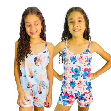 Imagem de Kit 2 Pijamas Infantil para menina personagens   Roupa de dormir Stitc
