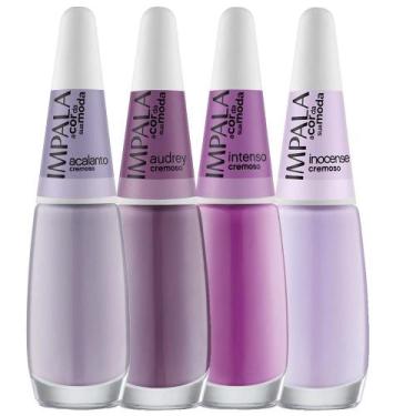 Imagem de Kit 4 Esmaltes Coleção A Sua Moda Tons de Roxo Impala