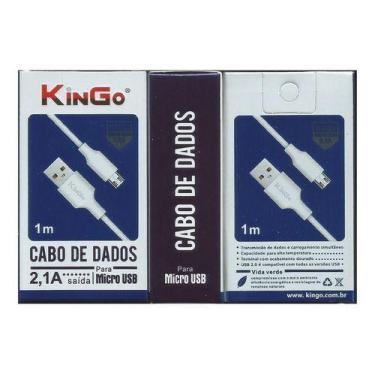 Imagem de Cabo Dados E Carga Kingo Micro Usb V8 1m 2100mah, Branco