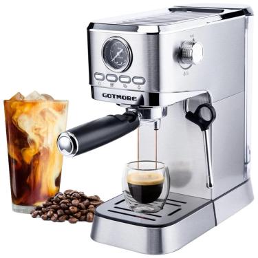 Imagem de Máquina de Café Expresso com Bocal de Leite e Tanque de Água Removível de 975mL, 110V 1300W, GOTMORE, Prata