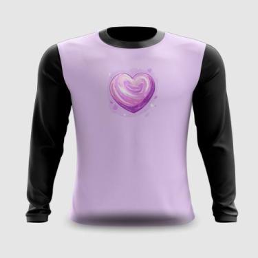 Imagem de Camiseta Manga Longa Coração Rosa Amor - FABRIQUETA, M