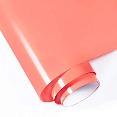 Imagem de Gatichetta Rolo de vinil de transferência de calor coral, ferro pêssego em HTV 30,5 cm x 1,8 m, HTV de poliuretano liso para camisetas, Fabris, designs DIY