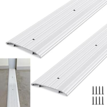 Imagem de Tandefio 2 peças limiar de porta 12,5 cm L x 3,5 cm C x 91,6 cm C tira de transição de metal de alumínio para porta exterior interior estriado selim de porta extensão comercial perfil plano acesso à