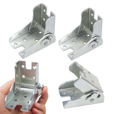 Imagem de Pacote com 4 suportes dobráveis para pernas de 90°, dobradiça de travamento automático de 90°, suporte de extensão de dobradiça dobrável de prata com parafusos para pernas de mesa, perna de cama,