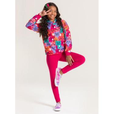 Imagem de Conjunto Inverno Menina Pink Blusão Com Capuz e Legging em Cotton Gati