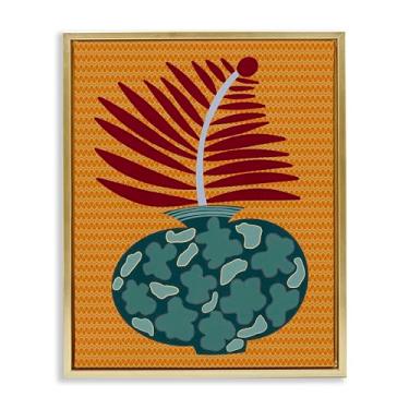 Imagem de Stupell Industries Vaso moderno em tela emoldurada flutuante de ouro amarelo design de arte de parede por Regina Moore, 25 x 31