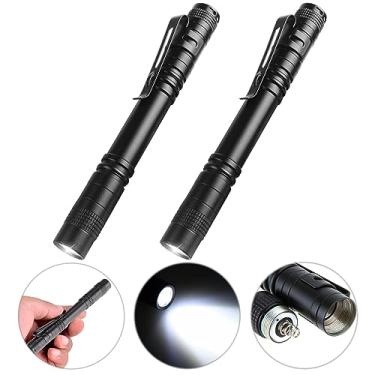 Imagem de 2 PCS Lanternas de Bolso, Mini Lanterna Caneta Luzes LED de Alto Lumens Lanterna Luz Noturna Luz LED Caneta com Clipe para Camping, Caminhadas, Emergência e Uso ao Ar Livre (Pilhas Não Incluídas)