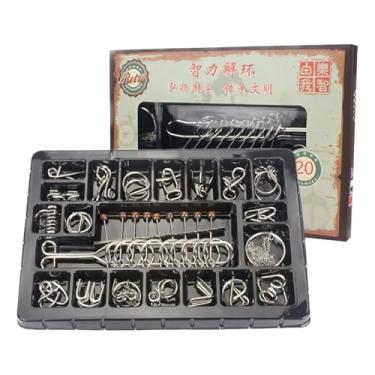 Imagem de Kit 20 Peças Quebra Cabeça De Metal Enigma Puzzle Brinquedos Intelectuais Desafio Cerebral Anti Stress