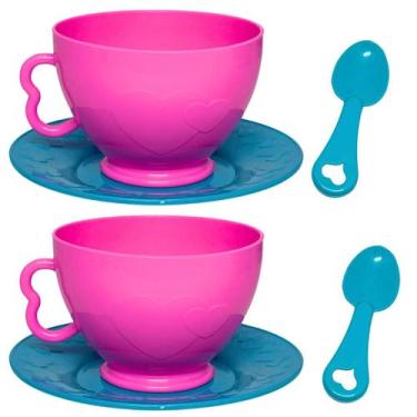 Imagem de Kit Chazinho da Tarde Amigas Xicaras Pratinho Colher Brinquedo Infanti
