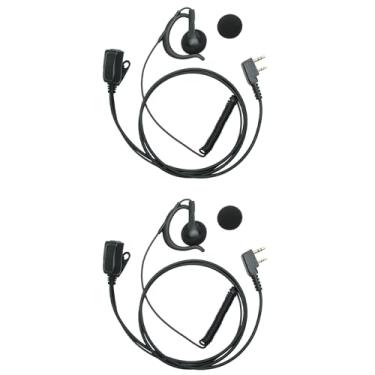 Imagem de Klykon Fone de ouvido em forma de G com microfone PTT para Baofeng UV-5R BF-888S UV-82 BF-F8HP Retevis H-777 Fone de ouvido de 2 pinos compatível com Kenwood TK3173 TK3360 TK-3107 TK-2107 Walkie