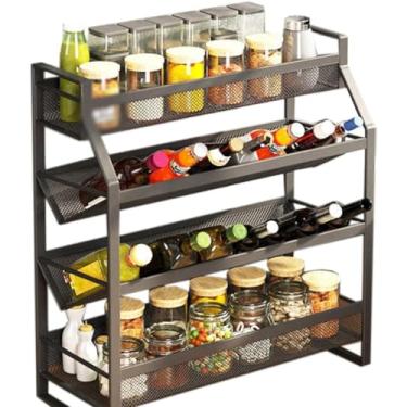 Imagem de Suporte para temperos, armazenamento de temperos, frascos de tempero, caixas de temperos, caixa de vinagre de 35 x 18 x 50 cm, óleo, molho de soja, temperos, álcool, etc