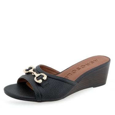 Imagem de Aerosoles Sandália feminina WAVA Slide, Couro sintético granulado preto, 40