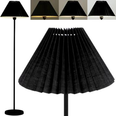 Imagem de Luminária Piso Chão Coluna 148Cm Metal Cúpula Plissada Gimpo