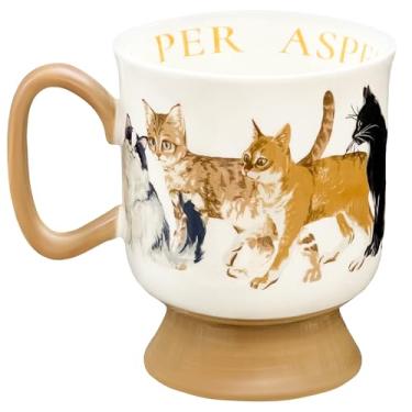 Imagem de Caneca de café de cerâmica para gatos, xícara de chá fofa de 400 ml com alça, caneca de porcelana para latte cappuccino chocolate quente, presente para amantes de gatos, amigos e família