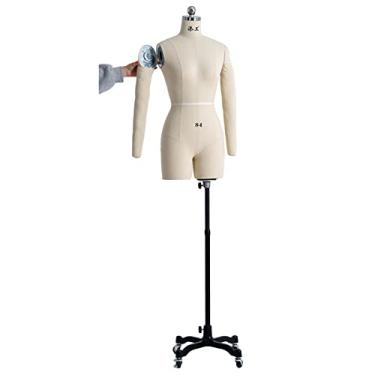 Imagem de CUTPOIY Formas de vestido feminino para costura, corpo de manequim de costura de tronco com braços macios, manequim de costureira de alfaiate para costura de roupas femininas exibição de janela de