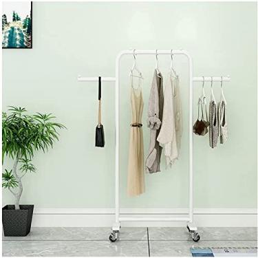 Imagem de LIFOND Suporte para roupas, trilho sobre rodas, suporte independente de metal resistente, fácil de montar para armazenamento de roupas, suporte de exibição para decoração de quarto, branco, 60 cm