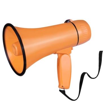 Imagem de Megafone portátil Bullhorn 20 Watt Power Megafone Speaker modos de voz e sirene/alarme com controle de volume e alça (laranja claro)