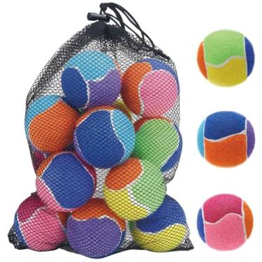 Imagem de AMA SPORT Bolas de tênis para cães pequenas e médias de 6,3 cm para jogar e buscar, brinquedos para treinamento, exercício, salto alto, pacote com 12, multicoloridas