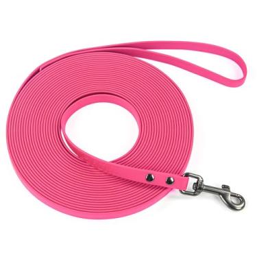 Imagem de Wolfone Coleira impermeável para adestramento de cães longa – guia rosa de 3 metros para uso ao ar livre para recordação, praia, natação, caminhada – Longline forte para cães pequenos, médios e
