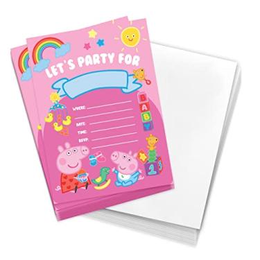 Imagem de Desert Cactus Peppa Pig Cartões de convites de feliz aniversário 10 unidades com envelopes meninos meninas festa infantil (estilo E)