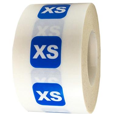 Imagem de Etiquetas adesivas PP transparentes com tamanho de roupa azul para vestuário de varejo 3,9 x 12,5 cm 125 adesivos