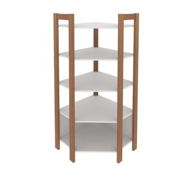 Imagem de Armário Canto Multiuso 70,5x165,5x70,5 cm Amêndoa/Branco - Tecnomobili