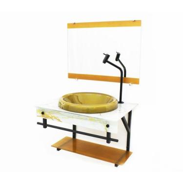 Imagem de Gabinete de vidro para banheiro apx 60cm com cuba chapeu - mármore bra