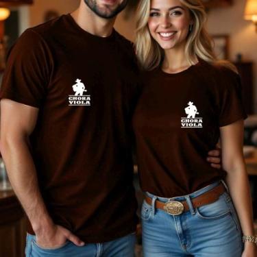 Imagem de Camiseta Algodão Casal Amigos Country Estampa Chora Viola Sertanejo Se
