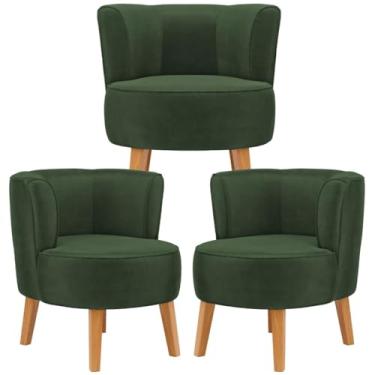 Imagem de Kit 3 Poltronas Decorativa para Sala de Estar Confortável Reforçado MOBLAN decor (Verde musgo)