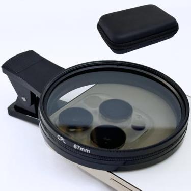 Imagem de Kit de filtro de câmera de telefone CPL de encaixe de 67 mm compatível com iPhone 16 15 Pro Max 14 13, filtro CPL filtro polarizador circular compatível com Xiaomi/Samsung/Huawei com capa