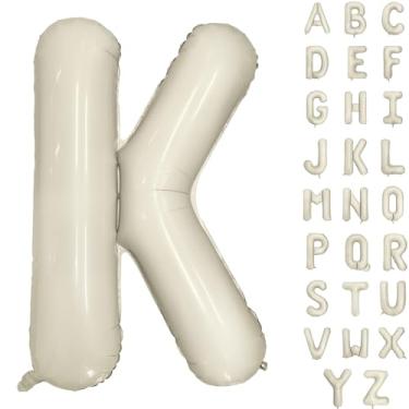 Imagem de Balão de letra branca creme de 101 cm com letra K balão de hélio alfabeto bege festa de aniversário chá de bebê decoração cerimônia de formatura (branco creme letra K)