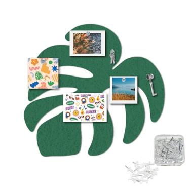 Imagem de CRASPIRE Quadro de avisos de feltro de folha de tartaruga quadro de avisos autoadesivo planta tropical com alfinete decorações de parede de lã para escola, salas de aula, cozinhas, escritórios, casa