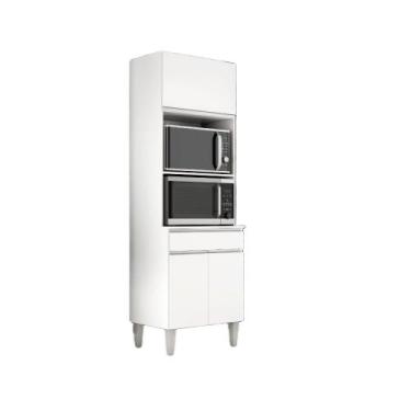 Imagem de Armário Paneleiro Torre Quente Forno e Microondas AJL Móveis Branco - 