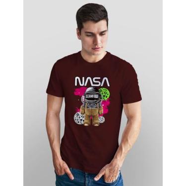 Imagem de Camiseta Masculina Manga Curta Em Algodão Nasa - mistermah, Bordô, P